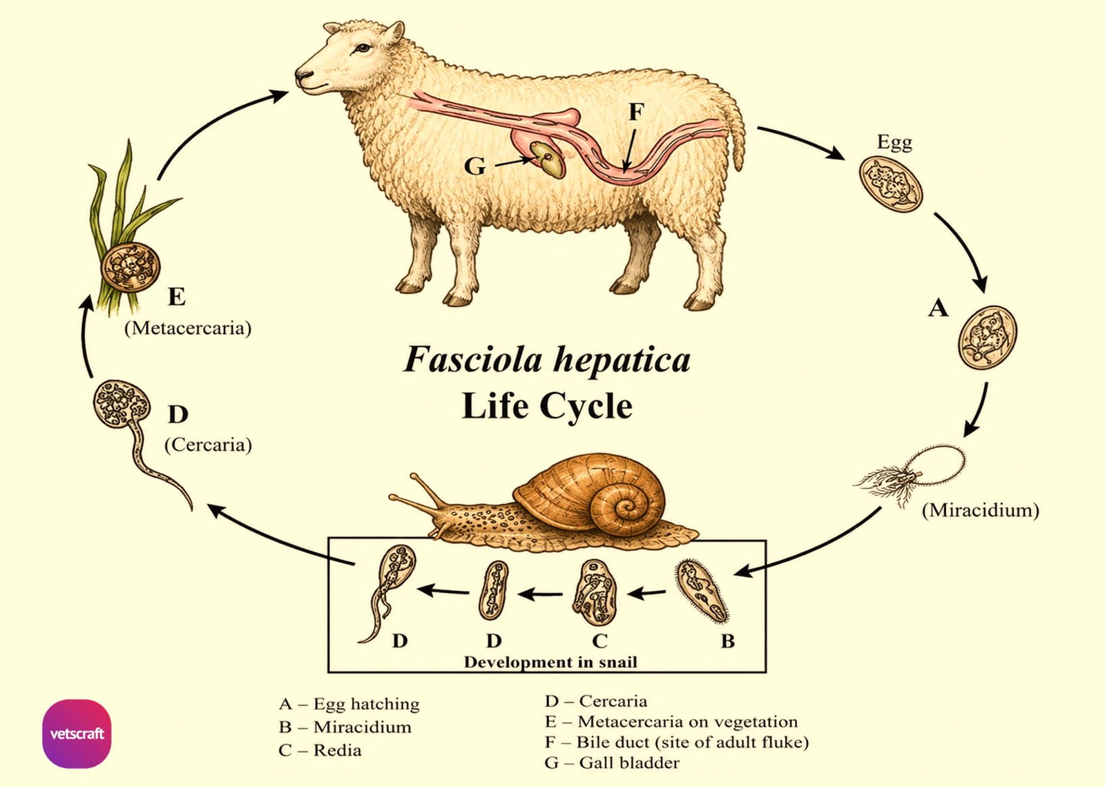 Life Cycle of Fasciola Hepatica (Liver Fluke)