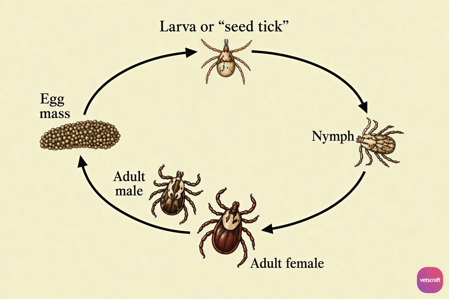 Life Cycle of Ticks (Egg to Adult)