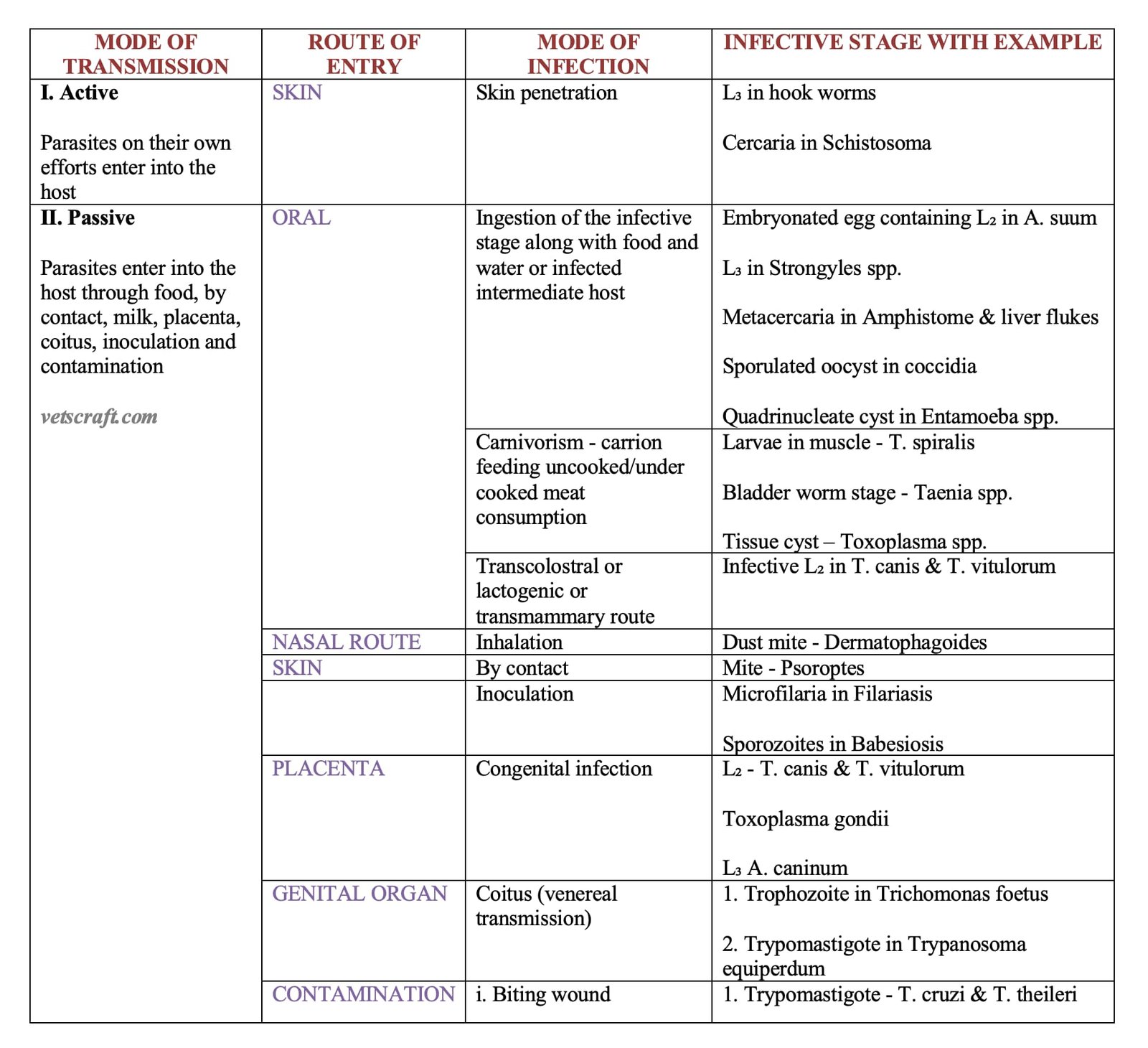 Mode of Transmission of Parasites