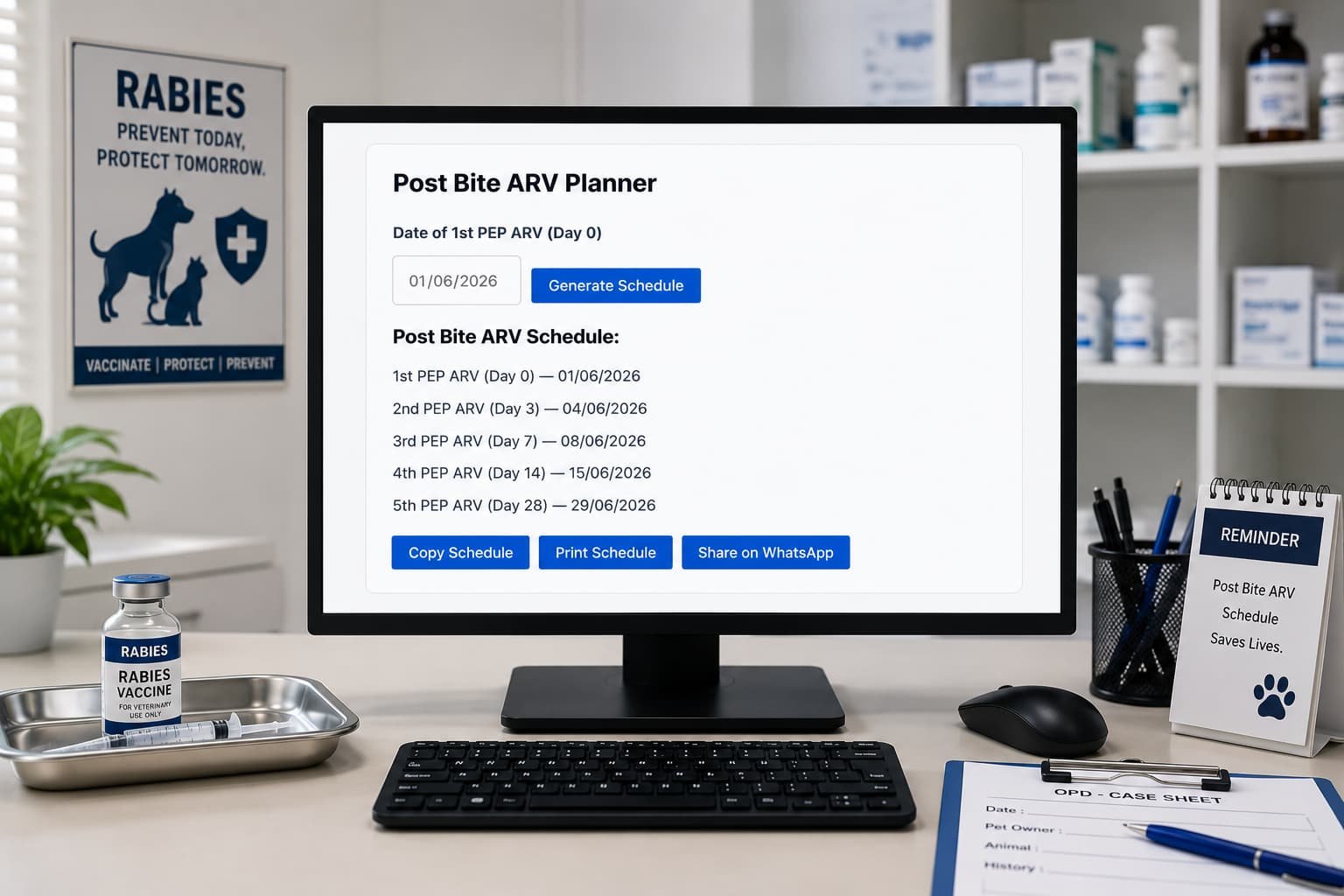 Post Bite ARV Planner | Anti-Rabies Post Exposure Schedule