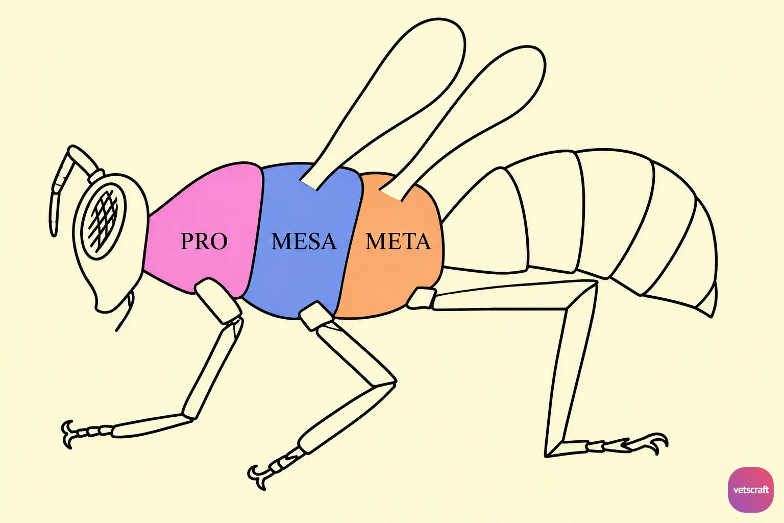 Thorax of Insects (Prothorax, Mesothorax and Metathorax)
