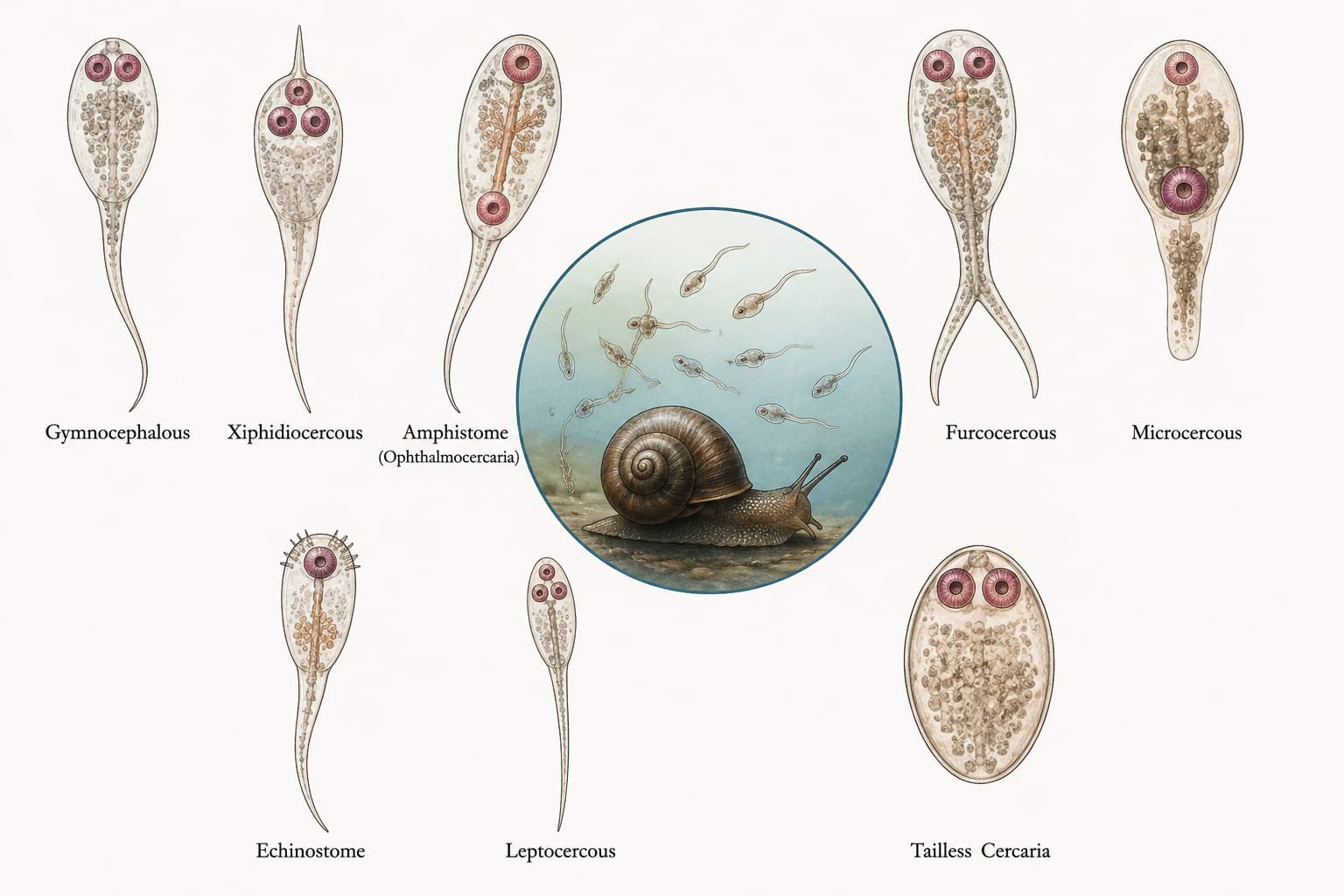 Types of Trematode Cercariae